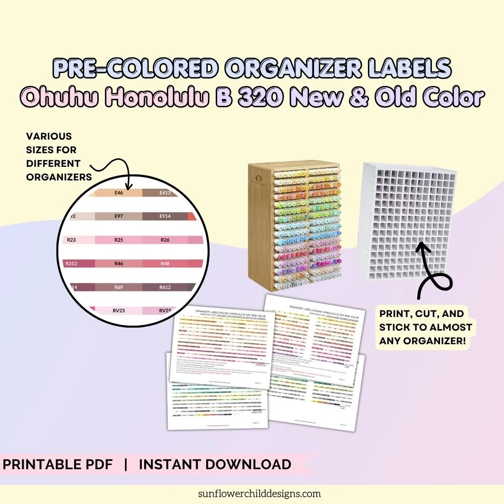 Printable Labels for Ohuhu Honolulu B 320 Marker Organizers